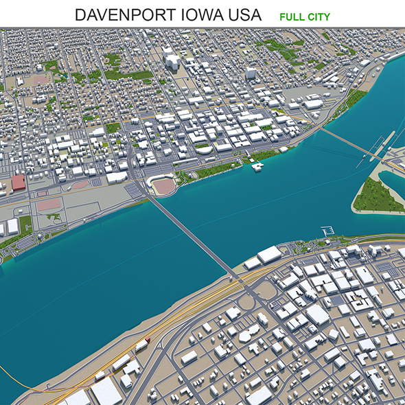 Davenport city Iowa - 3Docean 33624552