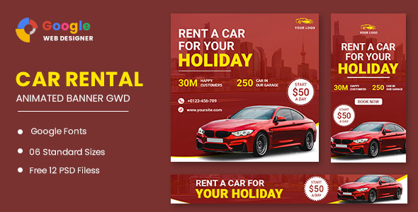 Rent Car Banner HTML5 Banner Ads GWD