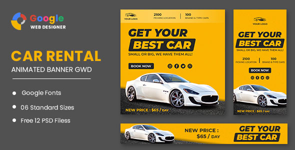 Best Rent Car  HTML5 Banner Ads GWD