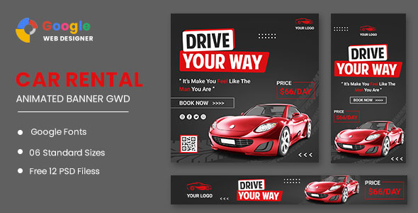 Rent Car HTML5 Banner Ads GWD