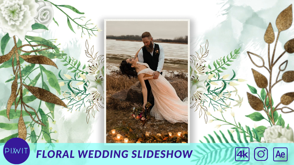 Floral & Golden Wedding Love Slideshow