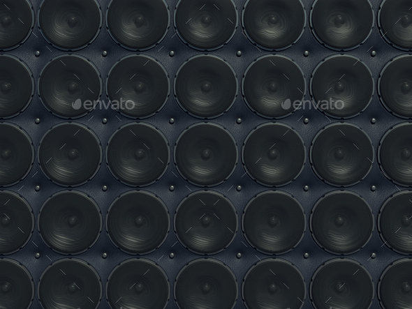 Loud Sound wall: black speakers over leather pattern