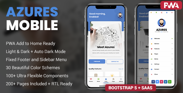 Azures Mobile TemplatePWA - ThemeForest 25555786