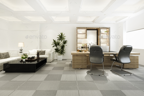 3d rendering luxury business meeting and working room in executive office - Stock Photo - Images