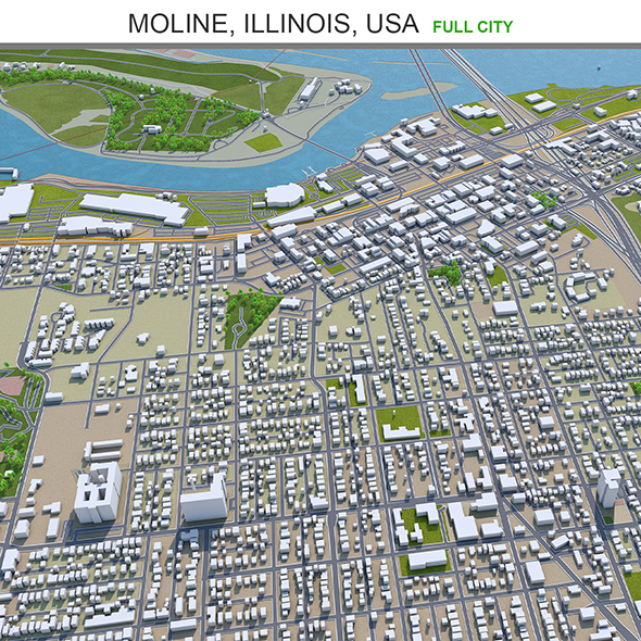 Moline city Illinois - 3Docean 33645546