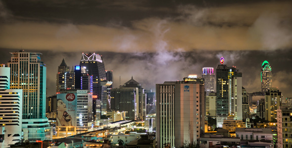 Bangkok Skyline At Night Timelapse In HDR