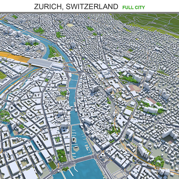 Zurich city Switzerland - 3Docean 33668454