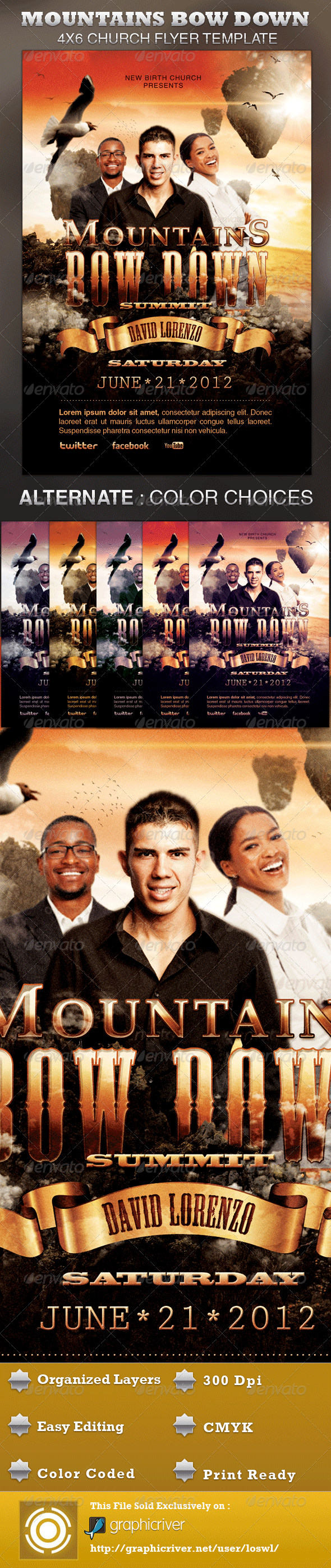 Mountains Bow Down-Church Flyer Template - Church Flyers