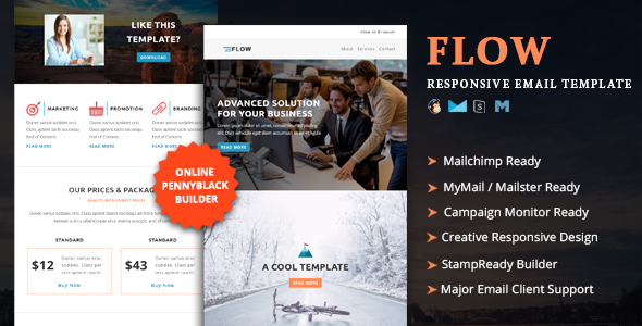 Flow - Multipurpose Responsive Email Template + Stampready Builder