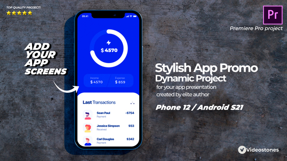 Stylish Mobile App Promo - App Demonstration Video - 3d Mobile Mockup Premiere Pro