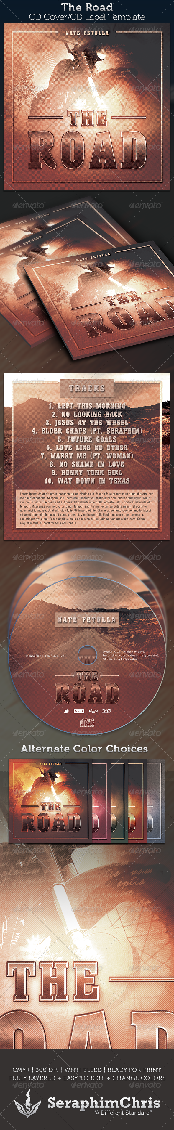 The Road: CD Cover Artwork Template - CD & DVD Artwork Print Templates