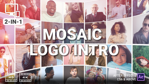 Mosaic Logo Intro - VideoHive 33470997