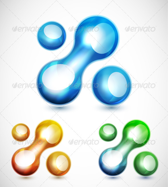Glossy Futuristic Abstract Shapes - Decorative Symbols Decorative