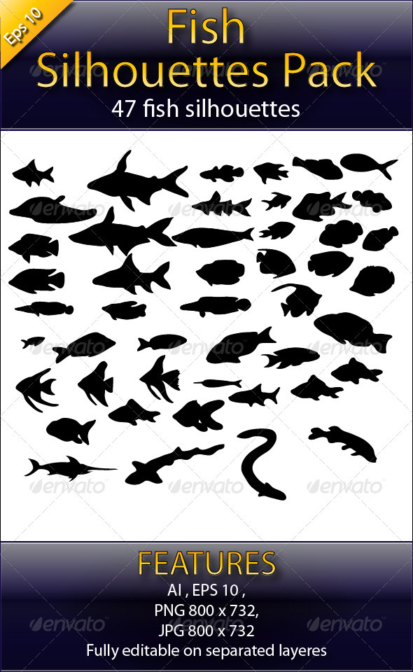 Fish Silhouettes Big Pack - Animals Characters