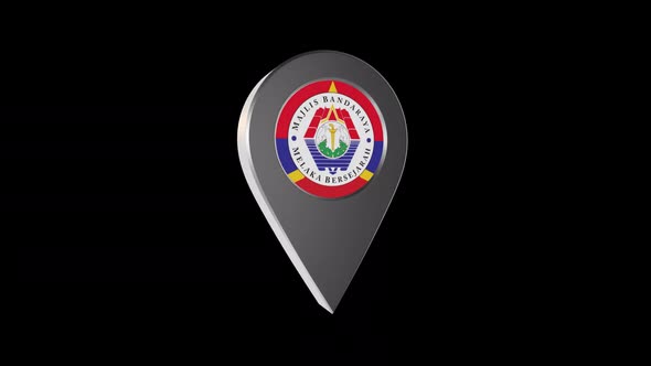 3d Animation Map Navigation Pointer With Flag Of Malacca (Malaysia) With Alpha Channel - 2K alt