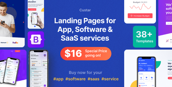 Nice Custar - App, Software & SaaS Landing Templates