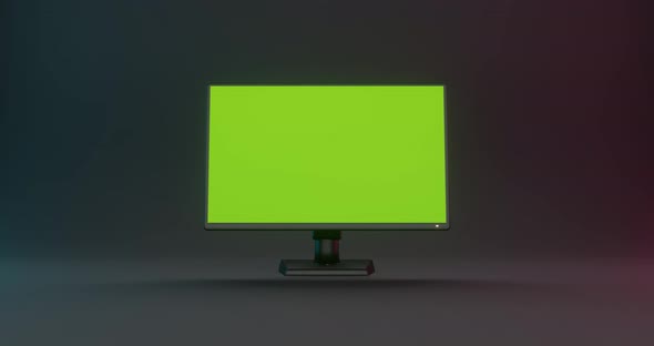 animation of monitor with green screen alt