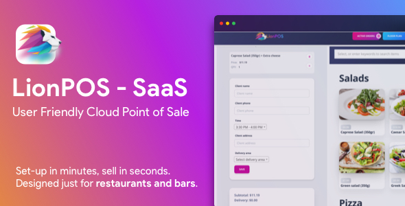 Lion POS - SaaS Point Of Sale Script for Restaurants and Bars with floor plan