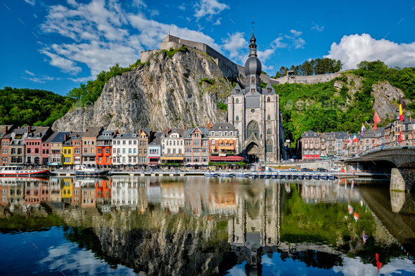 View of picturesque Dinant town. Belgium - Stock Photo - Images