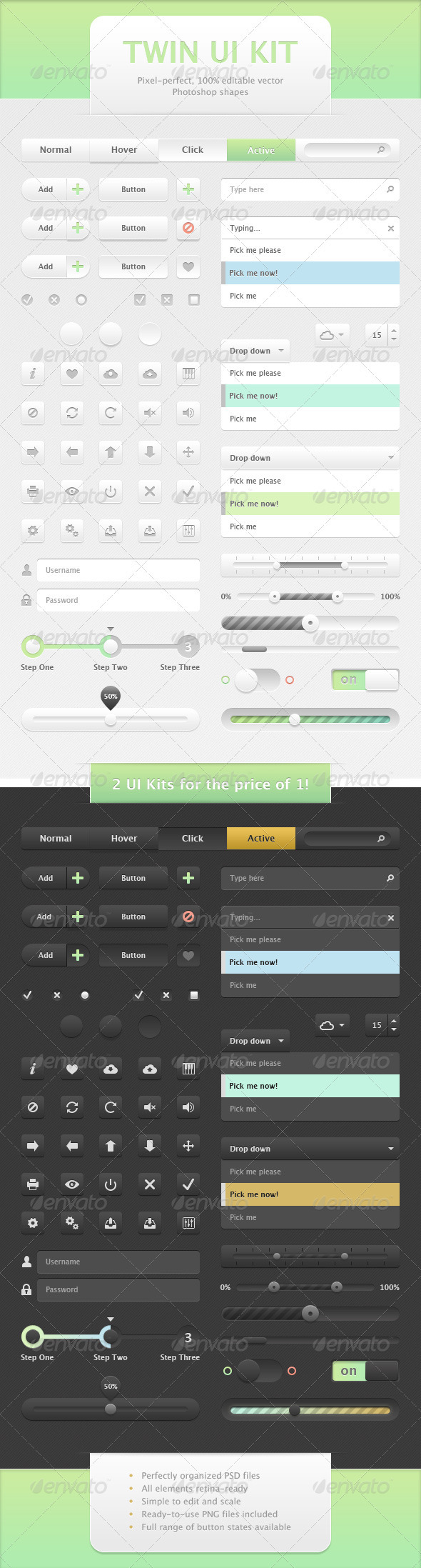Twin UI Set - User Interfaces Web Elements