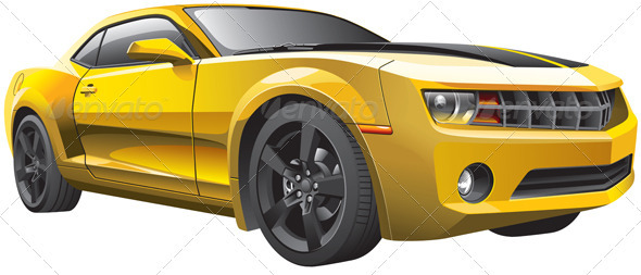 Yellow Muscle Car - Objects Vectors