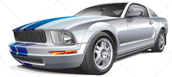 Silver Muscle Car - Objects Vectors