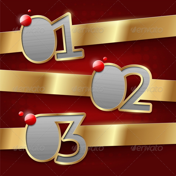 Design templates with numbered golden banners - Abstract Conceptual
