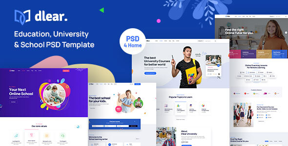 Dlear - Education, University & School PSD Template