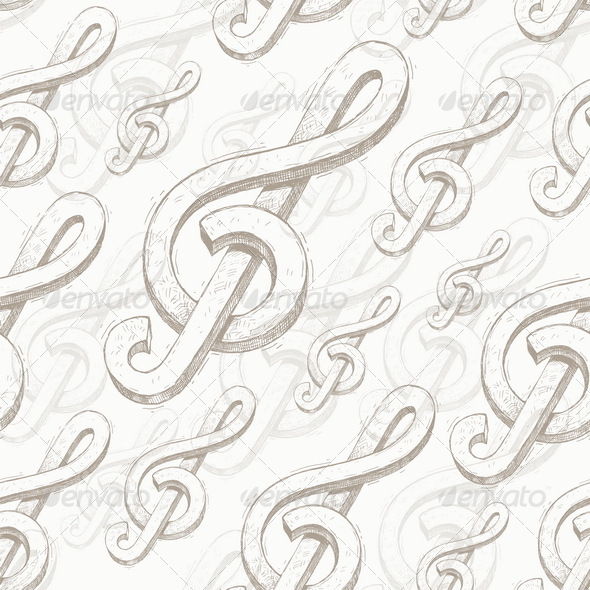 Vector seamless background with treble clef - Backgrounds Decorative