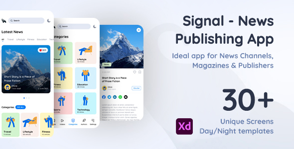 Signal | News Publishing App Xd Template