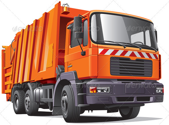 Orange Garbage Truck - Objects Vectors