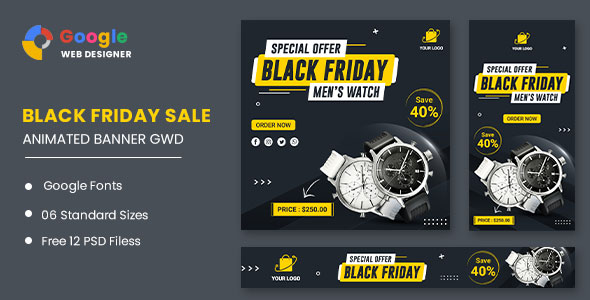 Watch Banner Set Black Friday HTML5 Banner Ads GWD