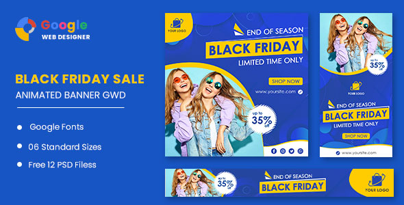 Fashion Banner Set Black Friday Sale HTML5 Banner Ads GWD