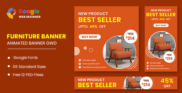 Furniture Google Adwords Sale HTML5 Banner Ads GWD