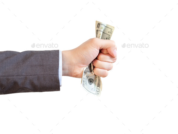 Businessman giving money in white background