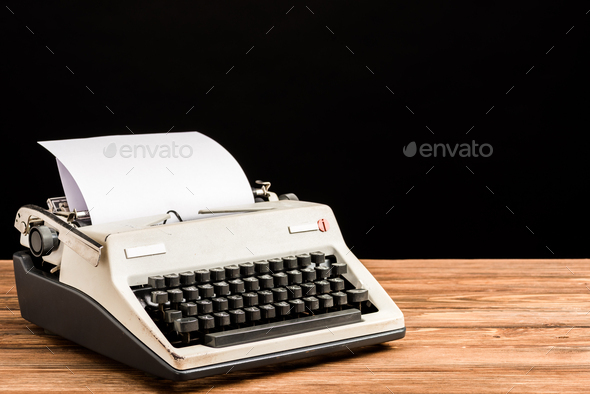 Vintage Typewriter with Paper Isolated Stock Photo - Image of