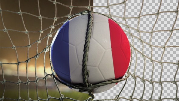 Soccer Ball Scoring Goal Night Frontal - France