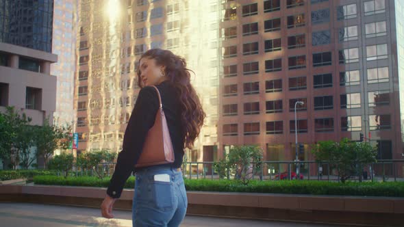 Lovely Girl Touch Hairstyle Walking Street alt