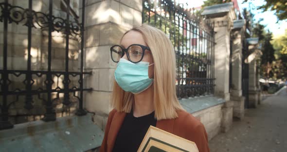 Female Student Wearing A Medical Mask