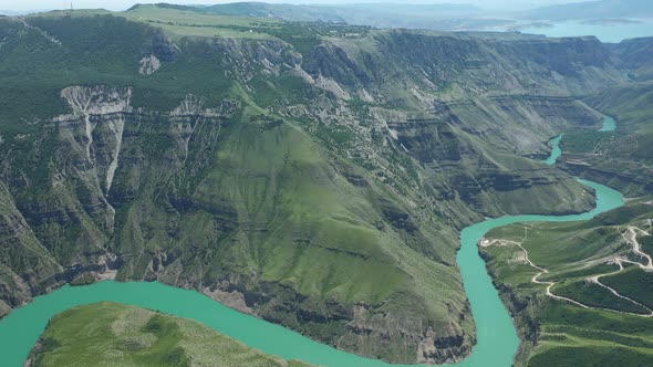 Aerial View of Deepest Canyon in Europe  Sulak Canyon in Dagestan