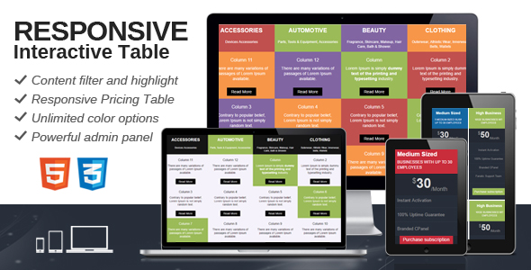 Responsive Interactive Table - CodeCanyon 16312261
