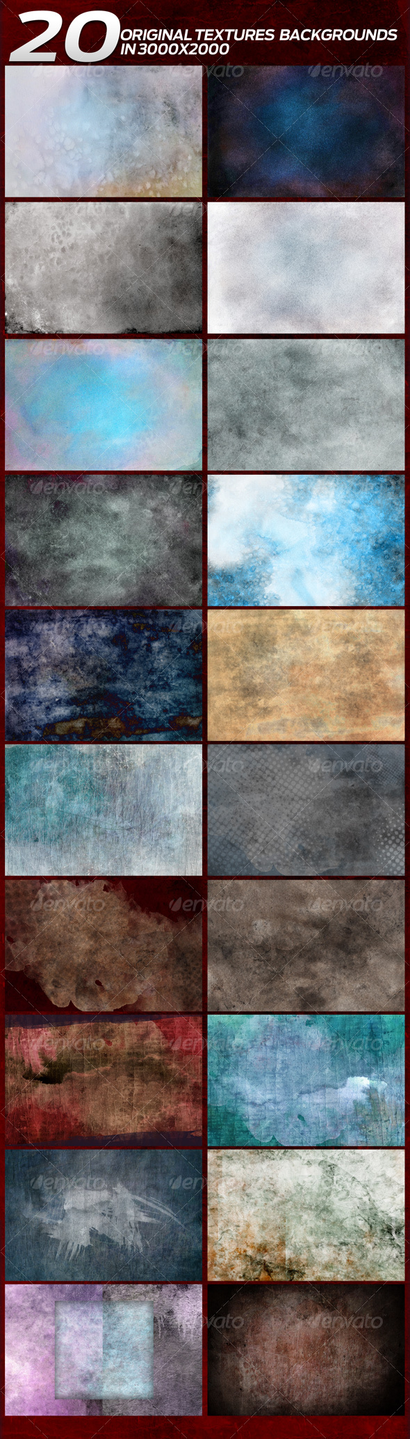 20 Original Textures/Backgrounds in 3000x2000 - Miscellaneous Textures