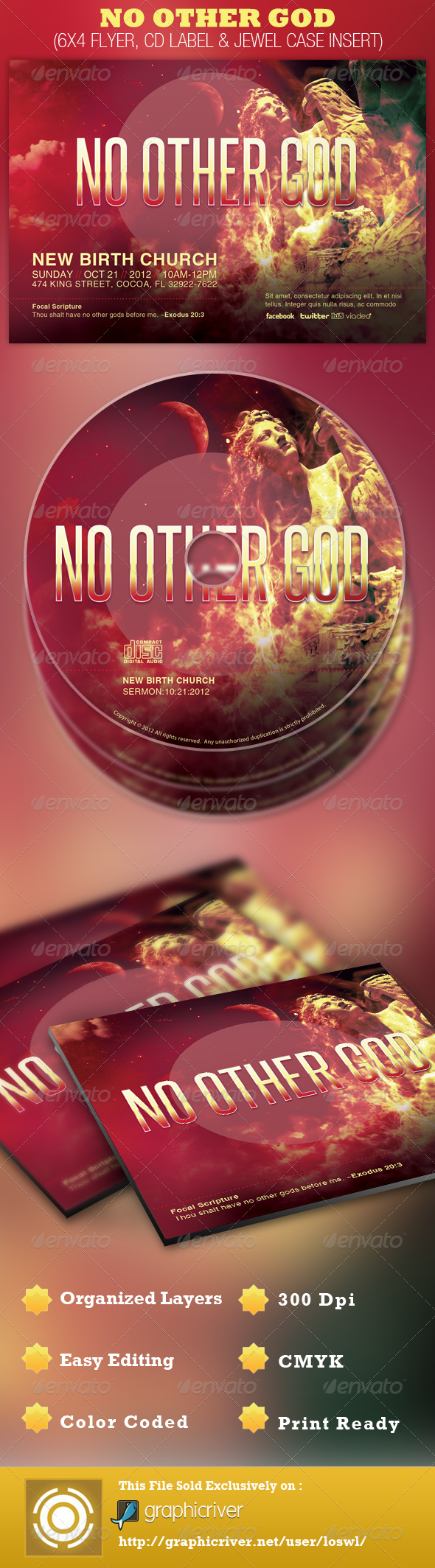No Other God Church Flyer and CD Template - Church Flyers