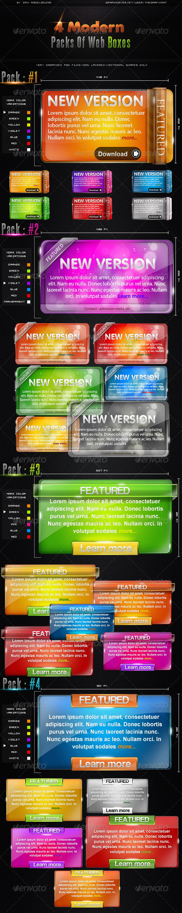 4 Modern Packs of Web Boxes - Miscellaneous Web Elements
