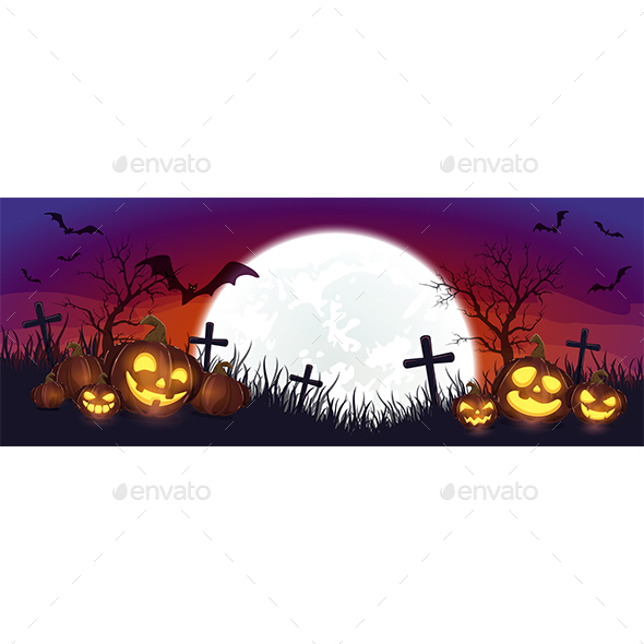 Purple Halloween Background With Bat And Pumpkins By Losw Graphicriver