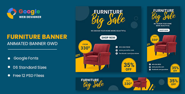 Furniture Google Adwords HTML5 Banner Ads GWD