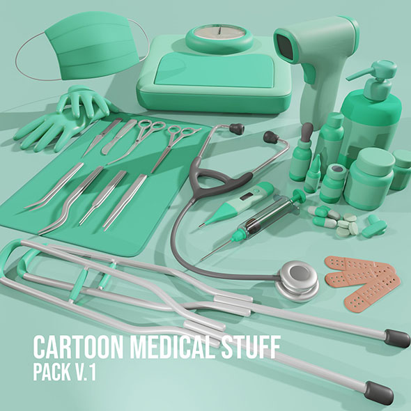 Cartoon Medical Stuff - 3Docean 33843764