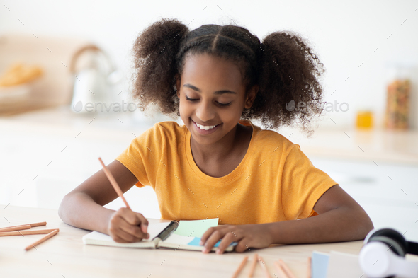 black girl doing homework
