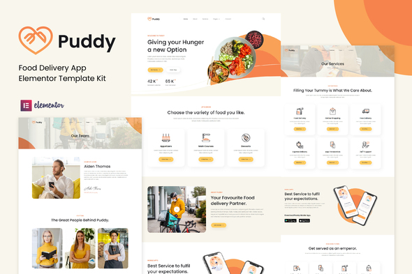 Puddy - Food Delivery App Elementor Template Kit