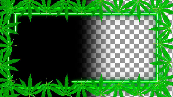 Cannabis Neon Frame. Alpha Channel